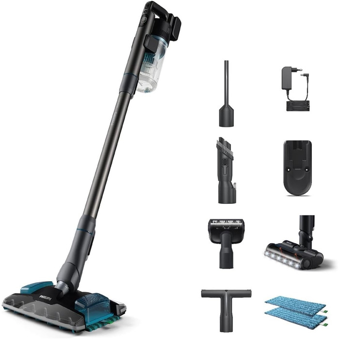 Акумуляторний пилосос 8000 серії Aqua Plus, пилосос та миття, PowerCyclone 12, час роботи до 80 хв, точна світлодіодна насадка, ци