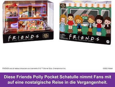 Коробка Polly Pocket Friends - кавова чашка Central Perk, 6 головних героїв, 9 аксесуарів, 3 локації Friends, преміальна упаковка,