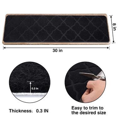 Сходинки для дерев&39яних сходинок, 15 шт. , 20,3 x 76,2 см, килим, сходова доріжка, для використання в приміщенні, нековзні килимки для сходів для дітей, людей похилого віку та домашніх тварин, 8x30 дюймів, квітковий/чорний 15