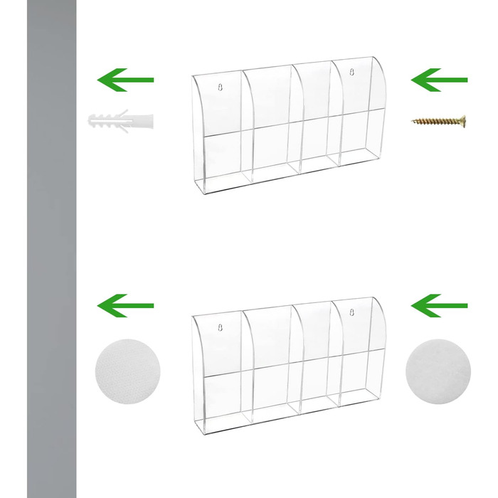 Тримач пульта дистанційного керування GZkushi Acrylic, настінний пульт дистанційного керування Органайзер для зберігання кондиціонера Обігрів TV Box, з гвинтами, клейкою стрічкою, викруткою