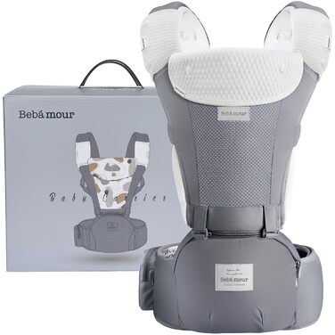 Новий сезонний сірий), 0-36 Months, 3D Air Mesh Baby Carrier Backpack for Newborns to Toddlers, Safety Standard Approved, Ergonomi