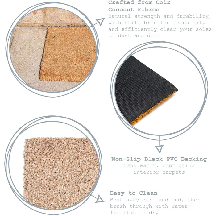 Килимок для дверей Nicola Spring з койри - 90 x 60 см - Веселка