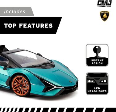 Масштаб Офіційно ліцензований RC Lamborghini Sin FKP 37, синій Ламбо Спортивний гоночний іграшковий автомобіль Модель автомобіля для хлопчиків дівчаток і дорослих подарунок Sin Blue, 124