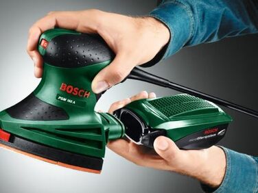 Багатофункціональна шліфувальна машина Bosch PSM 160 A, 3 шліфувальні листи, коробка (160 Вт, частота обертання 24 000 хв-1, колив