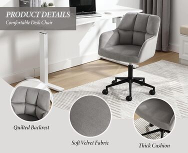 Оксамитове офісне крісло Storeo Imp, оксамит / метал, сірий