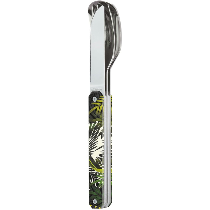 Набір фіксованих столових приборів 12H34 Jungle з виделкою, ножем та ложкою - Столові прибори з нержавіючої сталі - Магнітні столові прибори на винос - Дорожні столові прибори Компактні, міцні та елегантні
