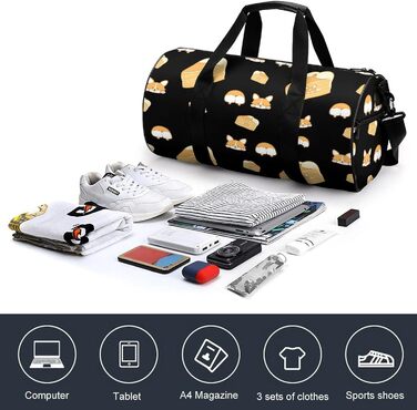 Мила дорожня сумка з собачкою та тістечком, спортивна сумка для чоловіків та жінок