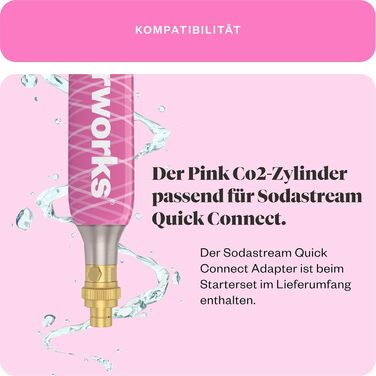 Водопровід Рожевий 3 шт. циліндр CO2 адаптер (підходить для Sodastream Quick Connect) Стартовий набір