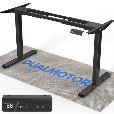 Каркас столу з регулюванням висоти та 2 потужними двигунами, електрично регульований по висоті каркас столу з 3 налаштуваннями пам&39яті та функцією захисту від зіткнень, чорний