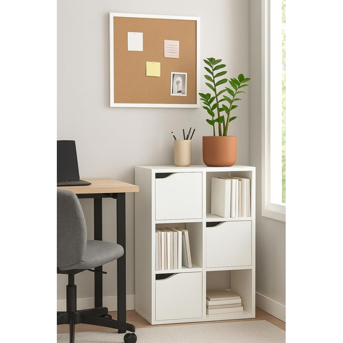 Книжкова шафа, Дитяча полиця, Полиця для іграшок, Дитяча гардеробна Біла книжкова шафа з 6 полицями, Рішення для зберігання Дитяча кімната, вітальня та офіс 59,5x29x89,5 см