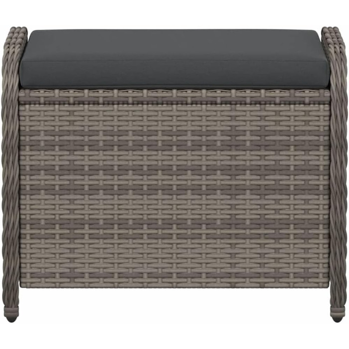 Табурет садовий з подушкою сірий 58x46x46 см Poly Rattan,365734