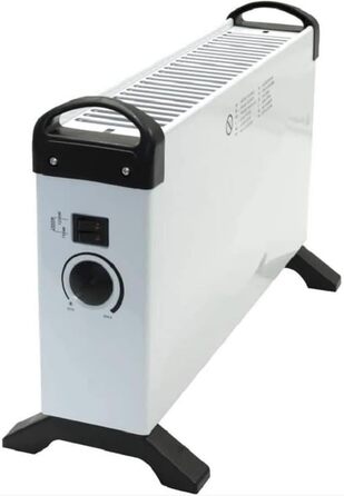 Електричний обігрівач з 3 режимами нагріву, регульованим термостатом, портативний обігрівач, 750/1250/2000 Вт, білий/чорний, ручки для перенесення, Д x Ш x В 52,5 x 20 x 34,5 см