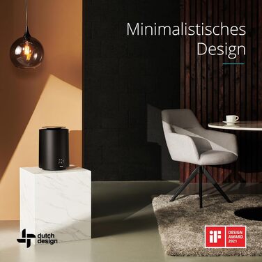 Розумний керамічний вентилятор-обігрівач Duux Threesixty 2 - Тихий - Електричний обігрівач на 360 з потужністю 1800 Вт та 3 рівнями потужності - Енергозберігаючий вентилятор-обігрівач з інтелектуальним керуванням - Чорний