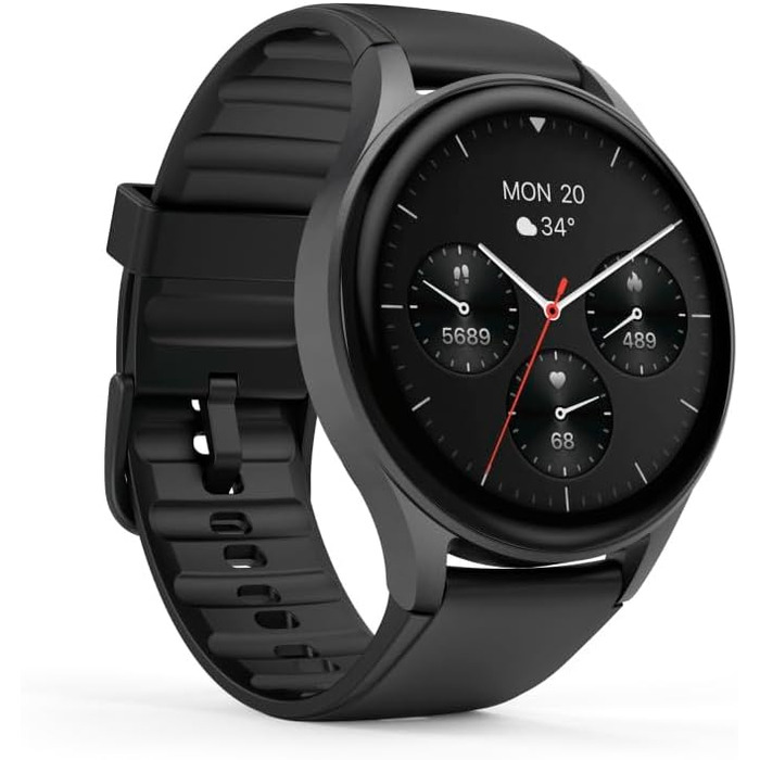 Розумний годинник Hama 8900 з GPS, водонепроникний IP68, функція телефону (сенсорний AMOLED-дисплей, голосове керування, спортивні режими, трекер сну, пульсометр, WhatsApp, годинник для бігу, пульсометр, фітнес-годинник) чорний