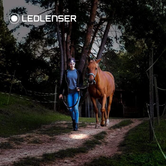 Світлодіодний налобний ліхтар Ledlenser H8R, акумуляторний від літієвої батареї 18650, 600 люмен, фокусувальний, до 120 годин роботи, червоне заднє світло, поворотний, кабель для заряджання USB, налобний