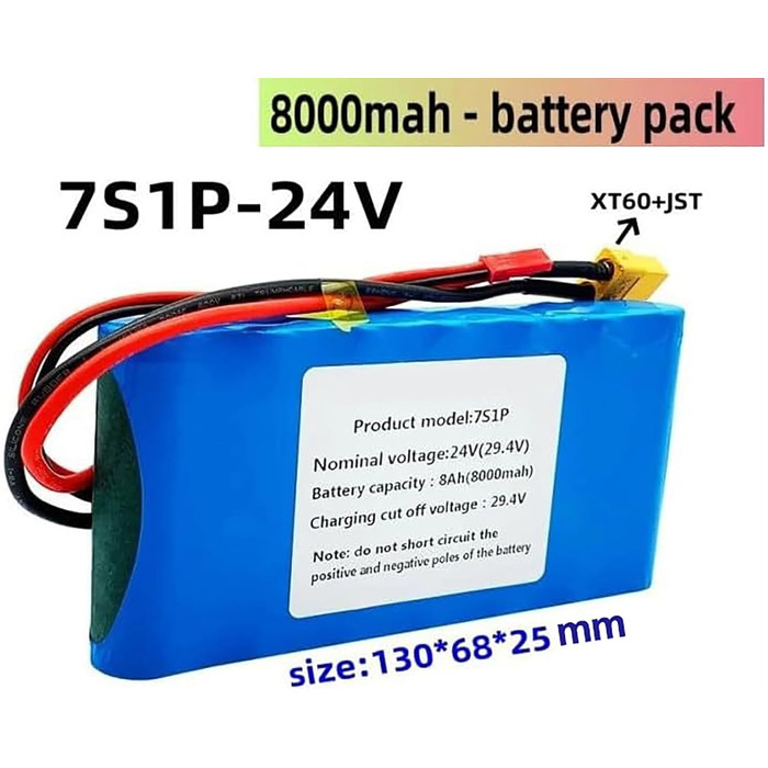 Акумулятор для електровелосипеда 24V 8000mAh, акумулятор для електровелосипеда 24V 29.4V 8AH з вбудованою системою BMS, водонепроникний ПВХ-акумулятор для двигуна 50W 100W 250W 350W 500W 750W 24V 8AH XT30SM