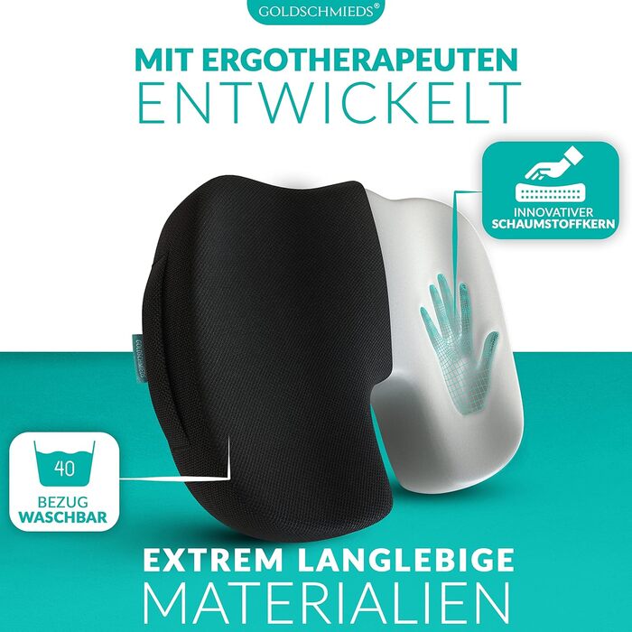 Ортопедична подушка для сидіння ПЕРЕМОЖЕЦЬ ТЕСТУ Ергономічний оазис для офісних крісел, автомобілів тощо - Знімає тиск на куприк, заспокоює біль та сприяє кровообігу Зроблено в Німеччині 50-95 кг Чорна піна з ефектом пам&39яті