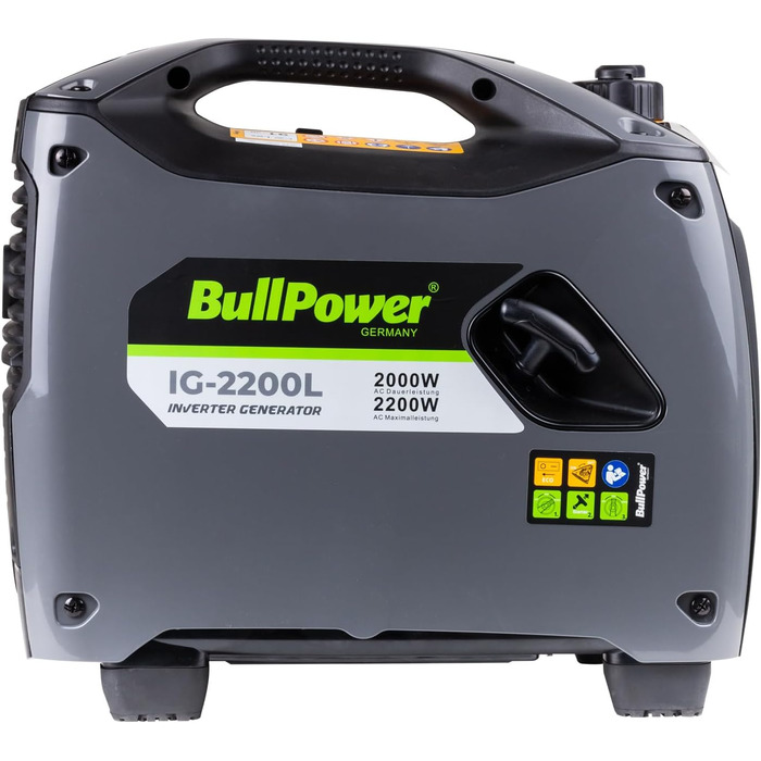 Бензиновий цифровий інверторний генератор потужністю 2000 Вт, 230 В, 12 В, 2 USB-порти - 4-тактний - 3,4 к.с. - РК-дисплей, 2200L -