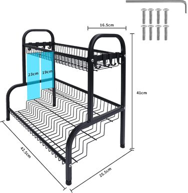 Стелаж для спецій Aufun з нержавіючої сталі, чорний, 4-рівневий органайзер для спецій, кухонна полиця, кухонна полиця, настільна полиця, ідеально підходить для банок для спецій, пляшок, банок для варення, косметики (тип B)