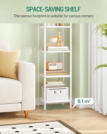 Полиця Hzuaneri, книжкова шафа, стояча полиця, вузька полиця з 6 полицями, вузька офісна полиця, кутова полиця для офісу, вітальні, спальні, кухні, 30 x 33 x 166 см, білий BC24613W 30 x 33 x 166 см білий