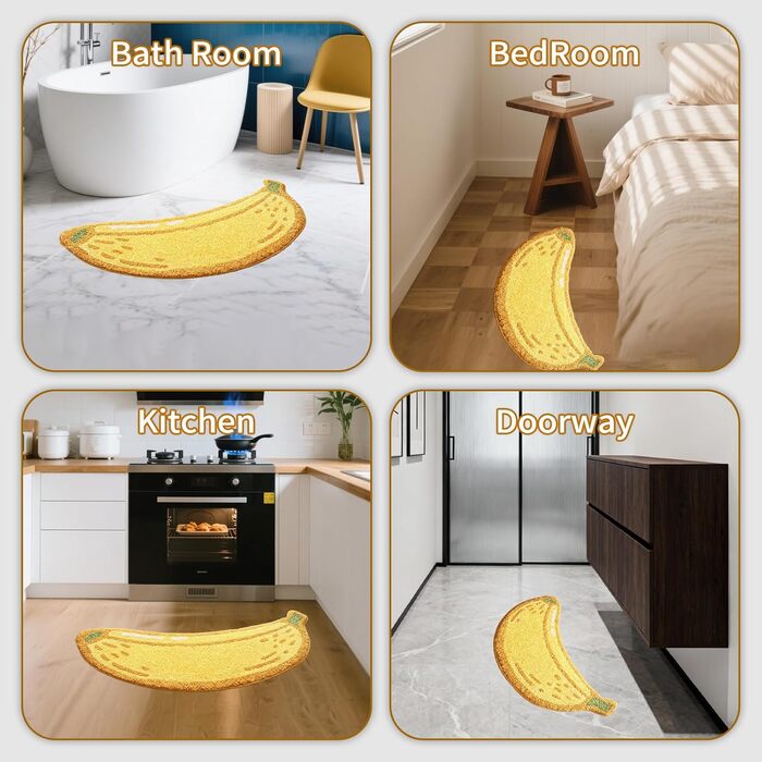 Килимок для ванної з банановою тематикою, нековзний, м&39який та вбираючий килимок для ванної кімнати, можна прати, 47 x 100 см, жовтий банановий малюнок