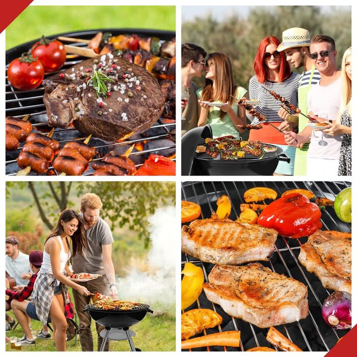 Портативний вугільний гриль 18 дюймів з аксесуарами, потужний гриль на колесах з полицею для зберігання для приготування їжі на відкритому повітрі, барбекю та кемпінгу