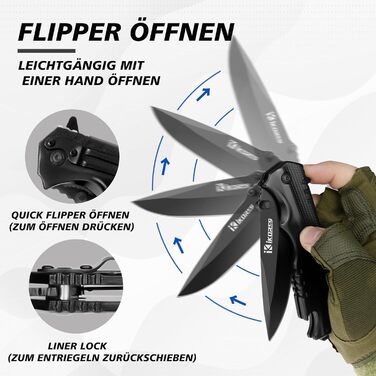 Багатофункціональний складаний ніж IKORES, 22-сантиметровий одноручний ніж з нейлоновими піхвами та кишеньковою кліпсою, відкривач