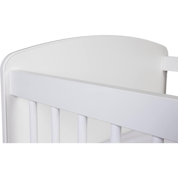 Дитяче ліжечко K2 Біле 12060 см Дерев&39яне дитяче ліжко з 3-позиційною регульованою висотою рейковою основою та 3 знімними перекладинами Ліжечко з сосни та МДФ Матрац не входить до комплекту, Біле