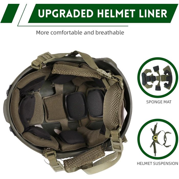 Тактичний шолом WLXW з гарнітурою 4-в-1, покращений, регульований, з чохлом для косплею CS Airsoft, військового спорядження, кольору джунглів Wargame