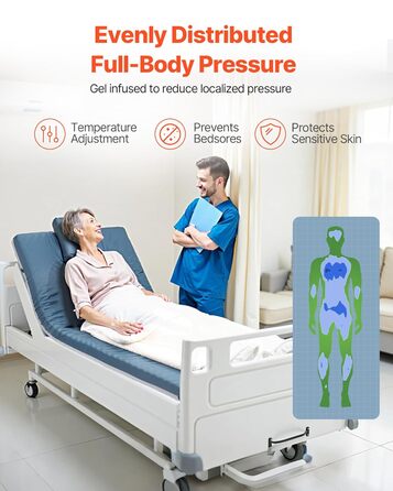 Матрац VEVOR Care, вантажопідйомність 136 кг, медичний двошаровий пінопластовий матрац, водонепроникний, для лікування пролежнів у будинках для людей похилого віку та догляду вдома, 1930x864x89 мм