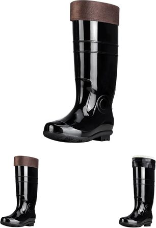 Чоловічі гумові чоботи Wellington до коліна, зимові теплі гумові чоботи з хутряною підкладкою, водонепроникне водне взуття без ковзання, нековзне садове гумове взуття для роботи на свіжому повітрі, риболовлі та подорожей