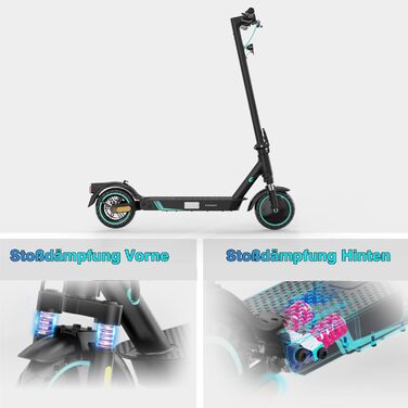 Електросамокат з допуском до дорожнього руху (ABE), Макс. 20 км/год, Зручна амортизація, Підключення до APP, Складаний, Світлодіод