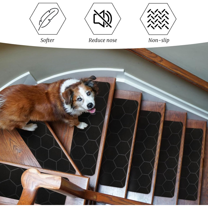 Сходинки для дерев&39яних сходів для приміщень, 20,3 x 76,2 см, чорні, 15 шт.