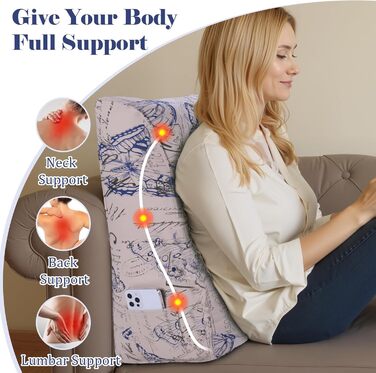Вигнута подушка для читання для ліжка, узголів&39я, клиноподібна подушка для підтримки спини, піднята спинка для сидіння в ліжку або дивані, зі знімним чохлом, синя з метеликами, 60 см