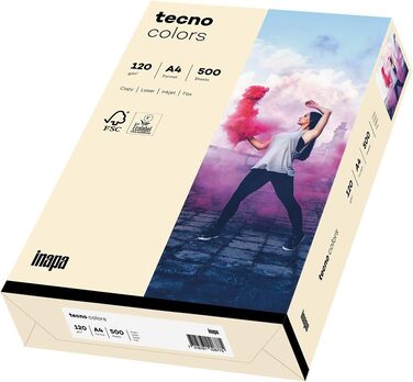 Кольоровий папір для принтера inapa, кольоровий папір tecno Colors 120 г/м, A4, 1250 аркушів (5x250), світла замша