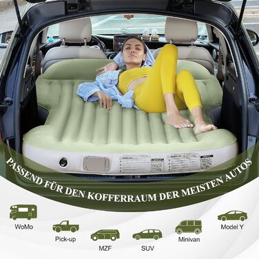 Надувний матрац KMZ для позашляховиків із вбудованим повітряним насосом, товстіший флок, самонадувальний, портативний надувний матрац для позашляховиків, мінівенів, кемпінгу, використання на свіжому повітрі, швидке надування та здування