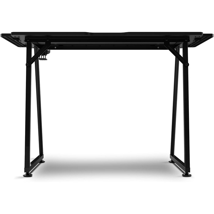 Ігровий стіл з карбоновою стільницею, покритий повнорозмірним килимком, тримачем для чашки та навушників, регульованими ніжками, чорний, 75-