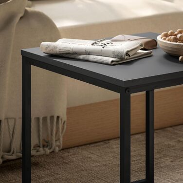 Набір журнальних столиків HOMCOM із 2 шт. , столики-гніздові, квадратні бічні столики зі знімним підносом, сталевий каркас, стіл для вітальні, журнальний столик, диван-столик для вітальні та спальні, чорний дуб