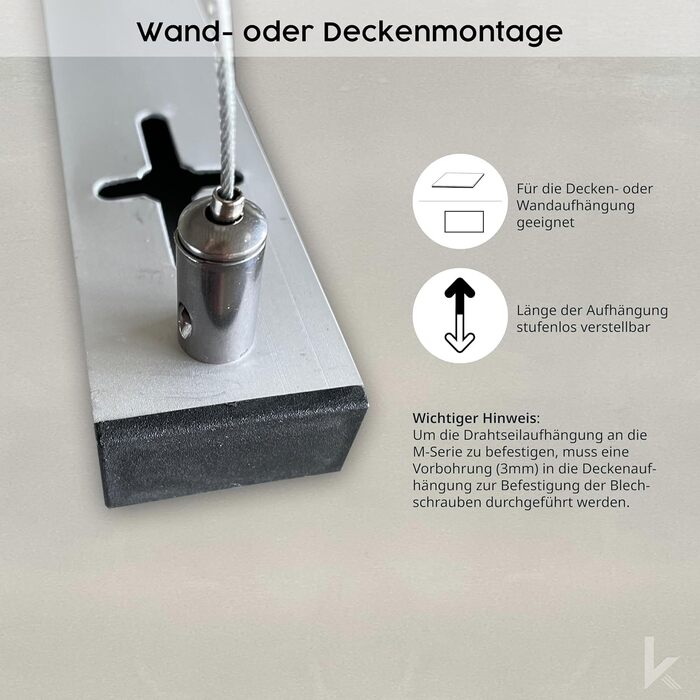 Інфрачервоний обігрівач Knighaus - стельове кріплення для стельового обігрівача Дротяний трос для інфрачервоного обігрівача