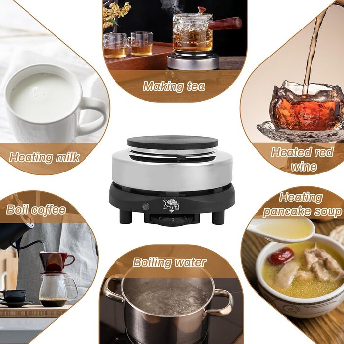 Електрична чайна плита GAESHOW, електрична міні-плита, портативна електрична настільна плита, одинарна нагрівальна пластина 500 Вт нагрівач для кухні чаю та кави