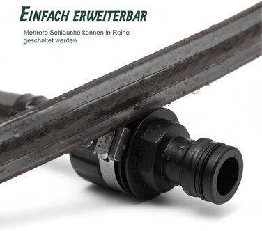 Шланг для поливу Relaxdays, 20 м, для газонів та клумб, плоский, з отворами, шланг-розпилювач, для саду, чорний