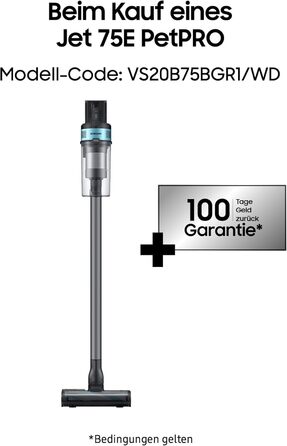 Акумуляторний пилосос Samsung Jet 75E PetPRO, 200 Вт, в комплекті щітка для шерсті та інші аксесуари, м'ятний, VS20B75BGR1/WD 200