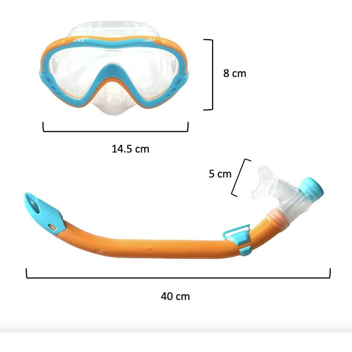 Дитячий набір для підводного плавання, силіконова маска для дайвінгу із захистом від протікання та запотівання, суха трубка, силіконовий матеріал, набір для підводного плавання для хлопчиків та дівчаток, &quotЗнайди свого Немо&quot - синій/помаранчевий