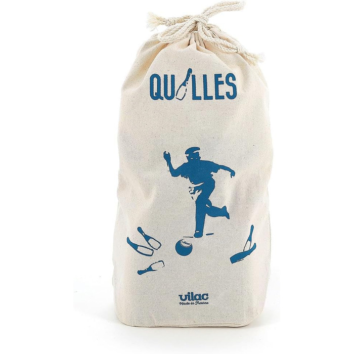 Кеглей для боулінгу - двоколірні - гра на свіжому повітрі - гра на спритність та точність, виготовлена з дерева - гра для вечірок - 2 м&39ячі - бавовняна сумка для зберігання, 6