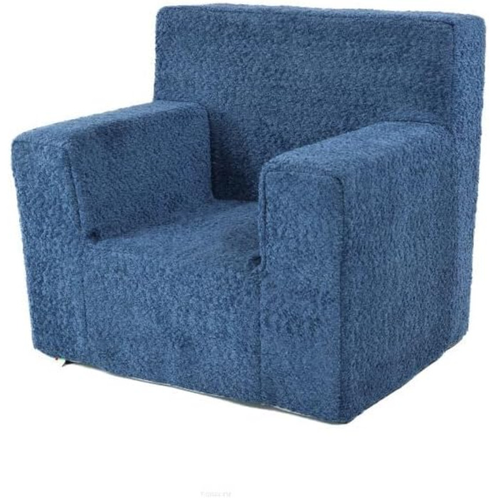Дитяче крісло-реклайнер (квадратне) - Виготовлене з тканини Тедді - 547x34 см - З функцією сну - М&39яке та безпечне - Oeko-Tex, Синій