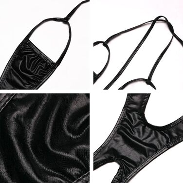 Жіноча сексуальна білизна, нічна сорочка, мокрий плюшевий комбінезон, відкрита білизна з глибоким V-подібним вирізом, без рукавів, з відкритою спинкою, боді-стрічка, чорний, F