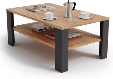 Журнальний столик Vicco, журнальний столик з полицею, антрацит/пісочний дуб, 100 x 60 см