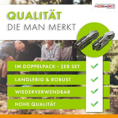 Набір столових приборів з нержавіючої сталі для кемпінгу з 6 предметів, сріблясто-зелений, 2 шт.