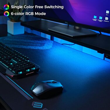 Електричний стіл з регульованою висотою 190110 см U-подібний ігровий стіл Великий кутовий стіл з регульованою висотою з підставкою для клавіатури, комп&39ютерний стіл з 3 підставками для світлодіодних моніторів ERK-U71-B-2-EU Чорний