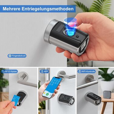 Дверний замок WELOCK Touch41 відбиток пальця, електронний дверний замок з RFID-картою, APP, WiFi, дверний замок із відбитком пальця, замок із відбитком пальця IP65, циліндр замка для дверей від 50-100 мм, розумний дверний замок